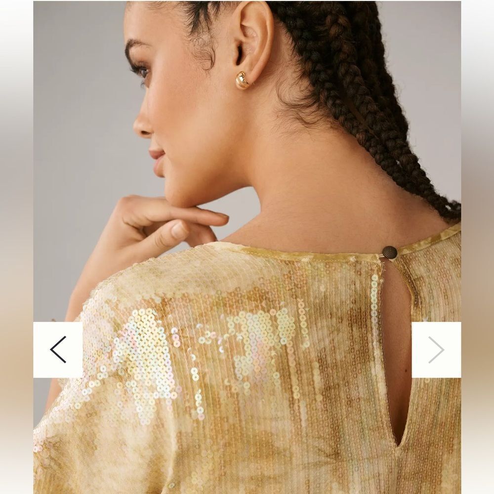 Anthropologie Pilcro Sequin Tech Top Glam Fairy L - Picture 8 of 15